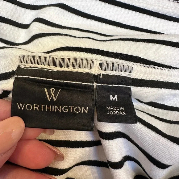 Worthington Black White Stretchy Stripe Ponte Pencil Skirt Women’s Size Medium M - Picture 7 of 9